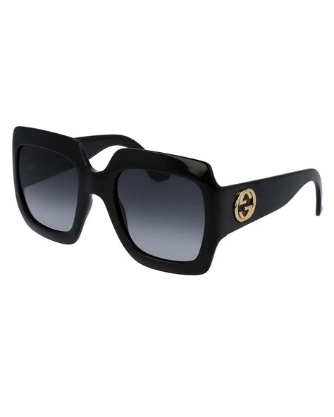 gucci black strass logo sunglasses|Gucci black oversized square sunglasses.